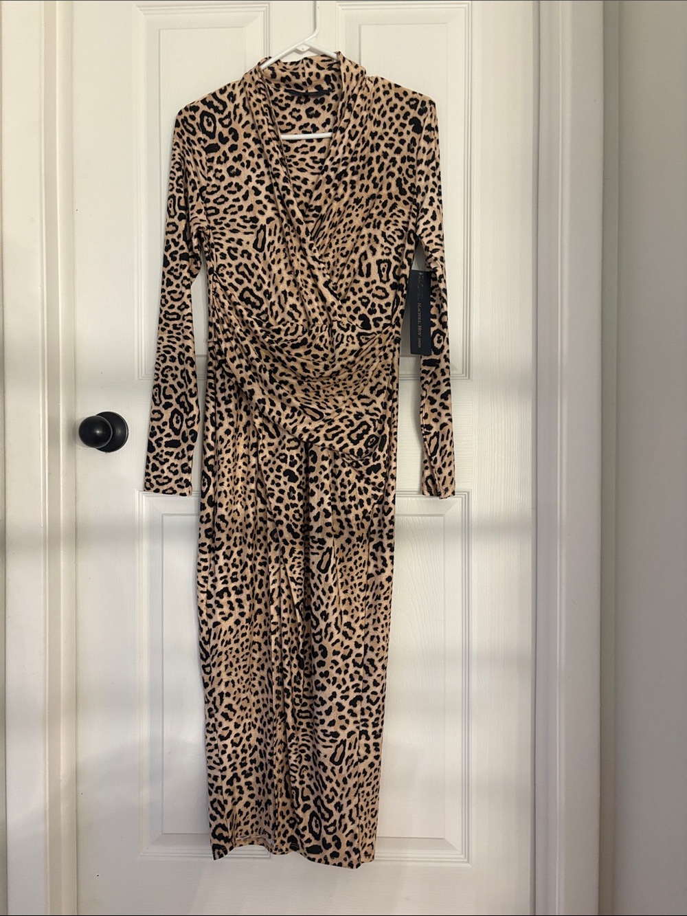 RACHEL Rachel Roy Leopard Print Wrap Jumpsuit - Tan & Black